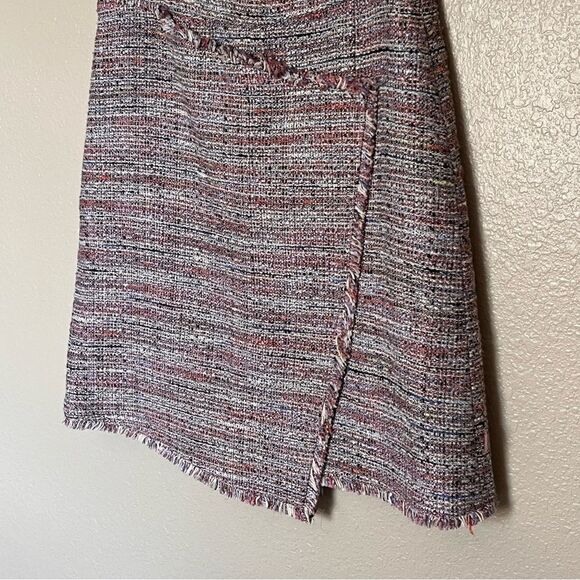 Halogen Multicolor Faux Wrap Fringed Tweed Short Skirt - Lined  Size 4 - Picture 5 of 9